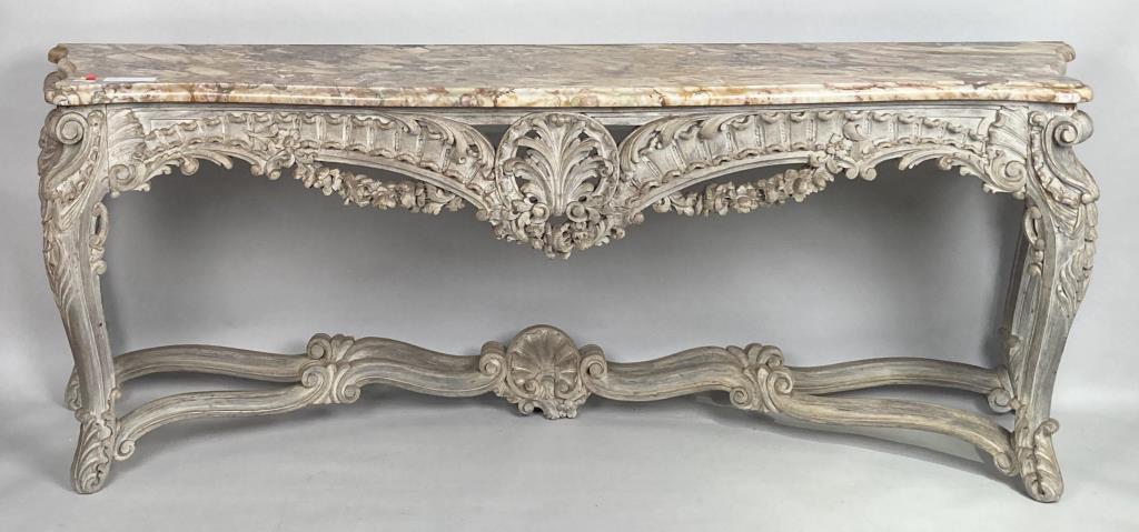 Large Continental Carved/Painted M/T Console Table (1 of 10)