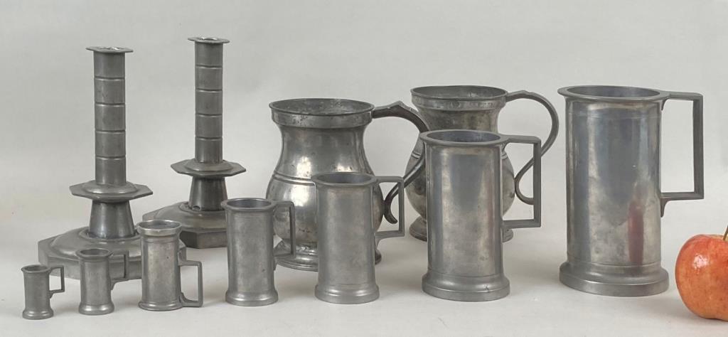 Group Eleven Assorted Antique/Vintage Pewter Wares (1 of 13)