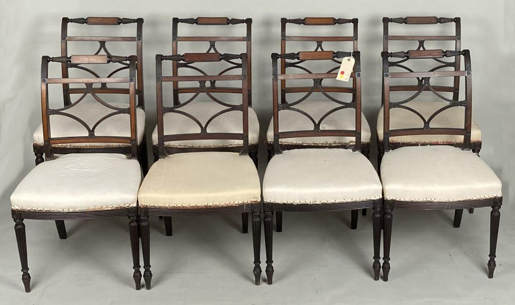 Eight Boston Sheraton Inlaid Mahogany Side Chairs (1 of 13)