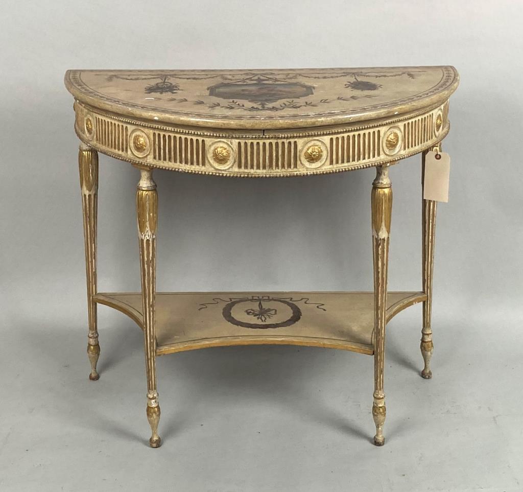 George III Painted & Gilded Demilune Console Table (1 of 9)