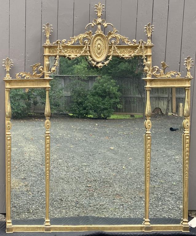 Important Neoclassical Giltwood Overmantle Mirror (1 of 7)