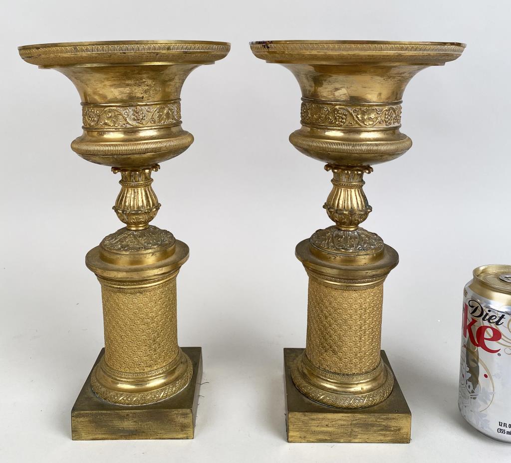 Pair French Empire Style Gilt Bronze Candlesticks (1 of 5)