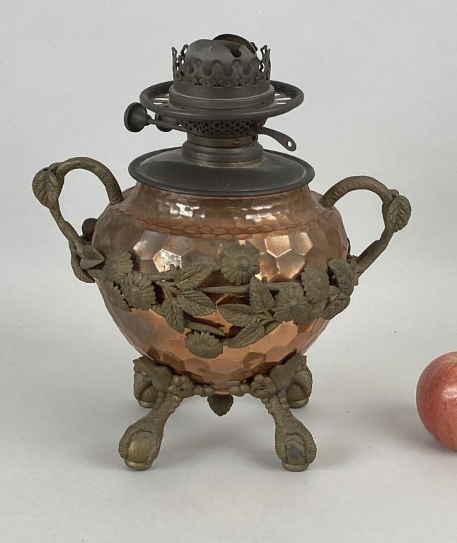 Arts & Crafts Faceted Copper/Gilt Metal Fluid Lamp (1 of 10)