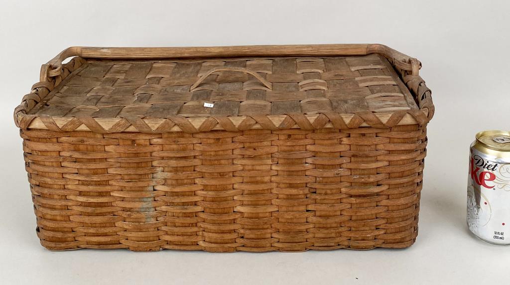 Signed Woven Splint Lidded Basket (1 of 6)