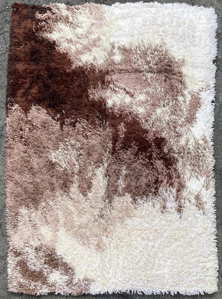 MCM Danish Rya Shag Rug: with Ege Rya label verso, Denmark. Virgin wool. 6' 7" long, 4' 8" wide. Spotting. Property of a CT collector. All rugs sold as is.