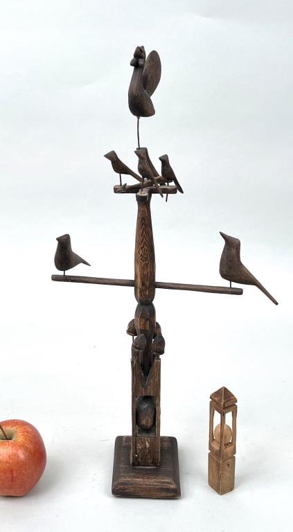 Whimsical Whittled Folk Art Miniature Weathervane (1 of 10)
