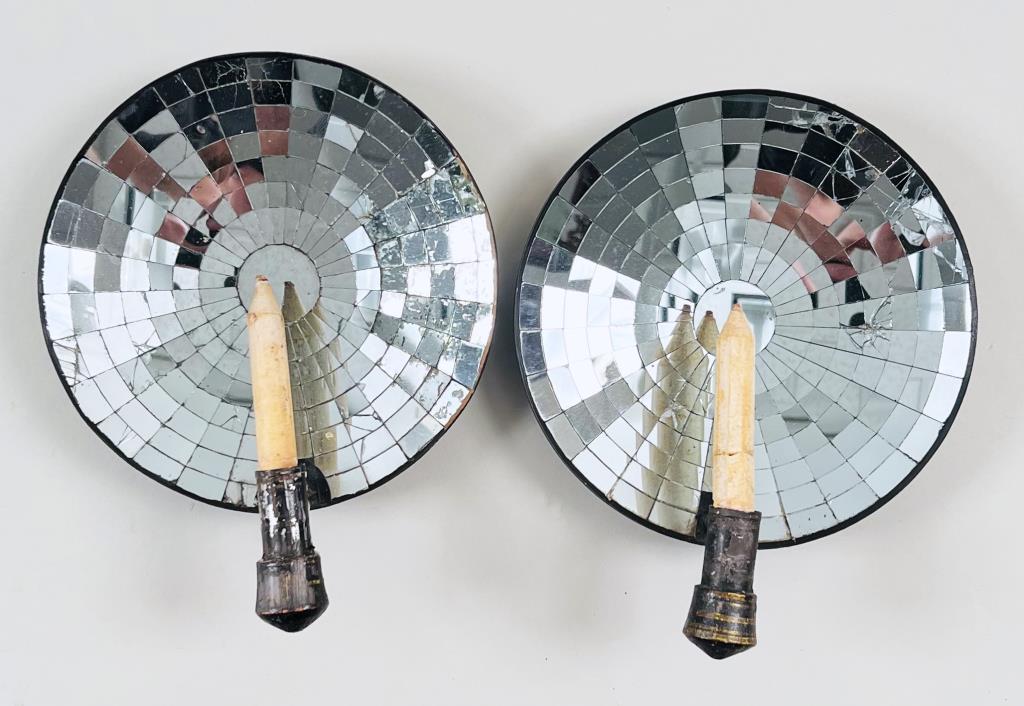 Two Tole Mirrored Back Wall Sconces, 19th C. (1 of 4)