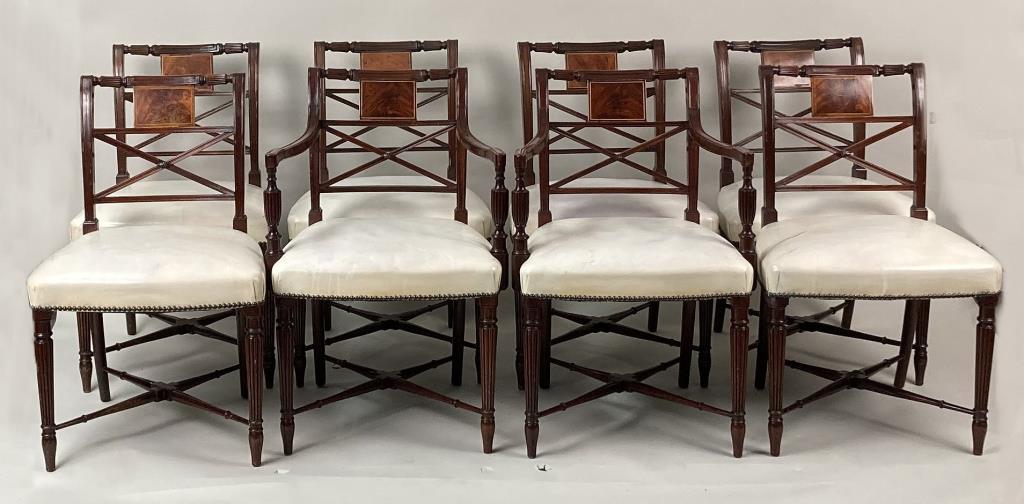 Set Eight Sheraton Style Mahogany Dining Chairs (1 of 11)