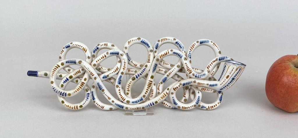 Prattware Pottery "Puzzle" Pipe (1 of 4)