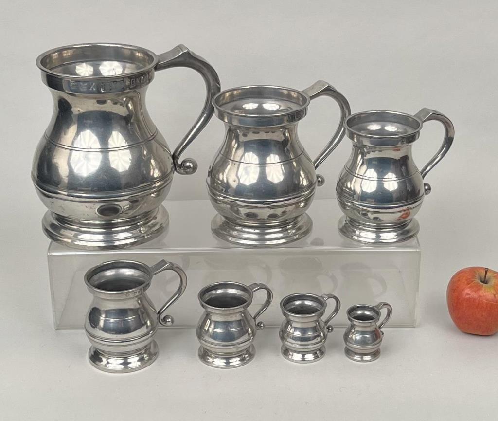 Set Seven Early Pewter Measures (1 of 10)