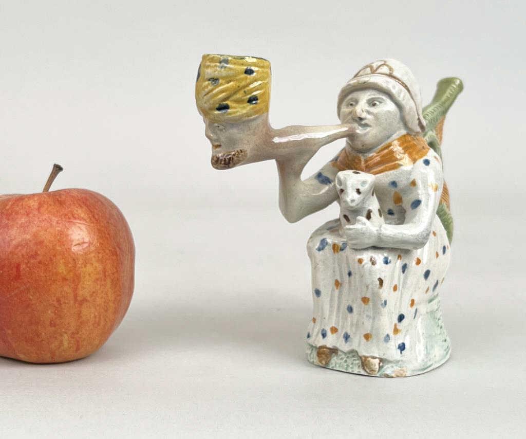 Prattware Pipe, Lady In Bonnet With Pet (1 of 8)