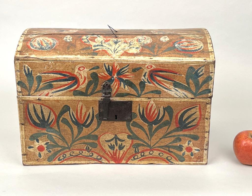 Antique Scandinavian Painted Dome Top Box (1 of 10)