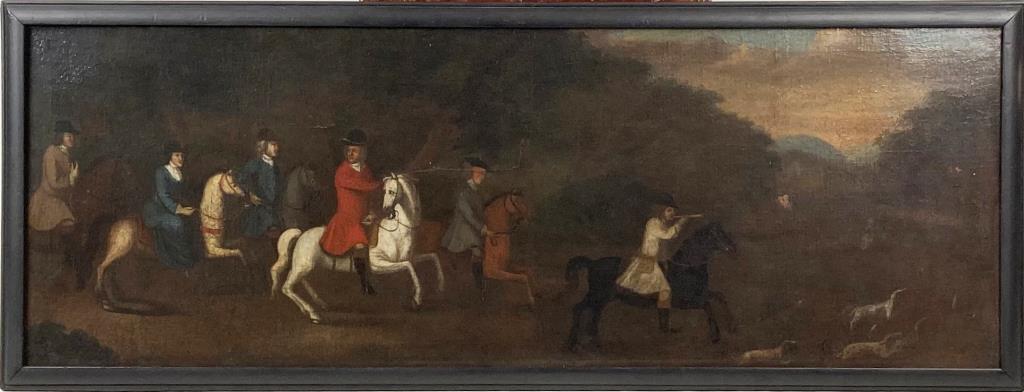 British School, O/C Fox Hunting Scene, 18th C. (1 of 4)