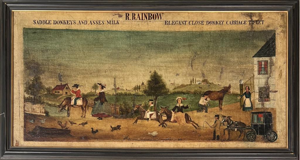English School, Folk Art Barnyard O/C/B, 19th C. (1 of 4)