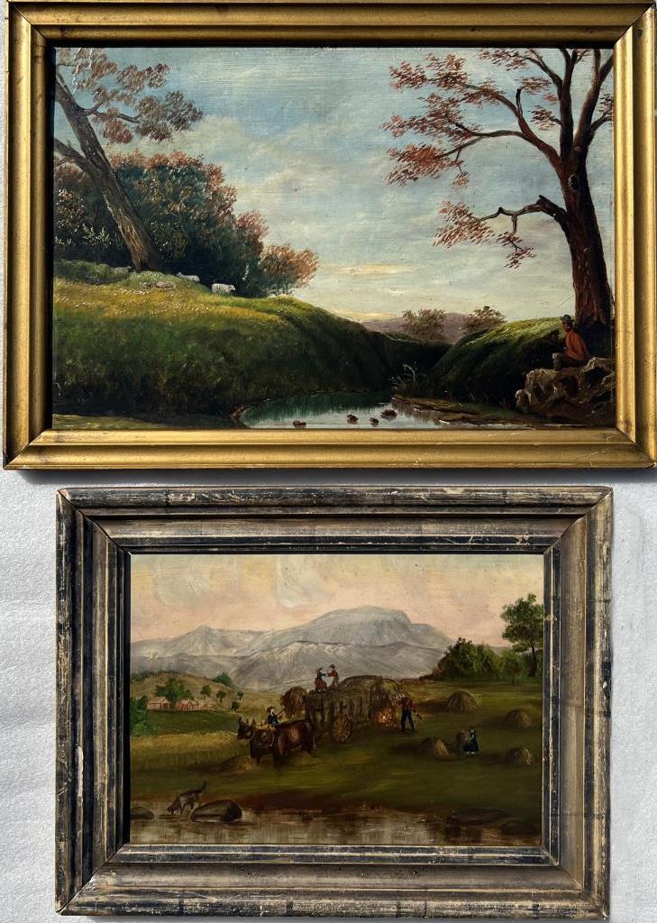 Am. School, O/B Two Primitive Landscapes, Unsigned (1 of 4)