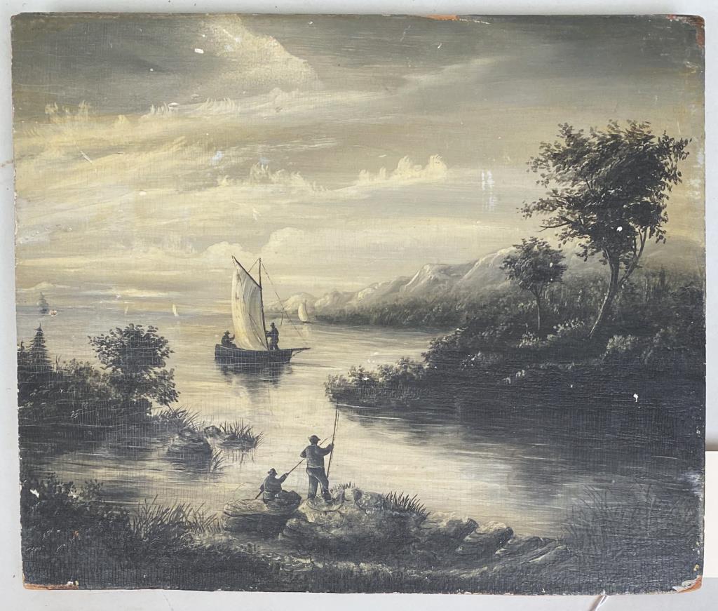 O/B Fishing Scene, "Make Do" Period Board (1 of 3)