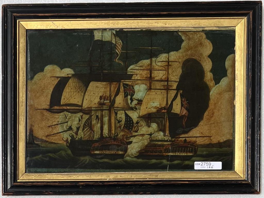 British Handcolored Engraving, "Shannon Frigate" (1 of 4)