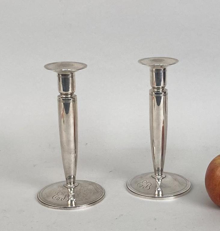Pair Tiffany & Co. Sterling Modernist Candlesticks (1 of 4)