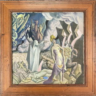 Savage, Untitled Study For Mural O/C: Eugene Francis Savage (Am. 1883-1978), signed lower left, estate stamp verso. Frame size: 22" high, 22" wide; sight size: 17" high, 17" wide.