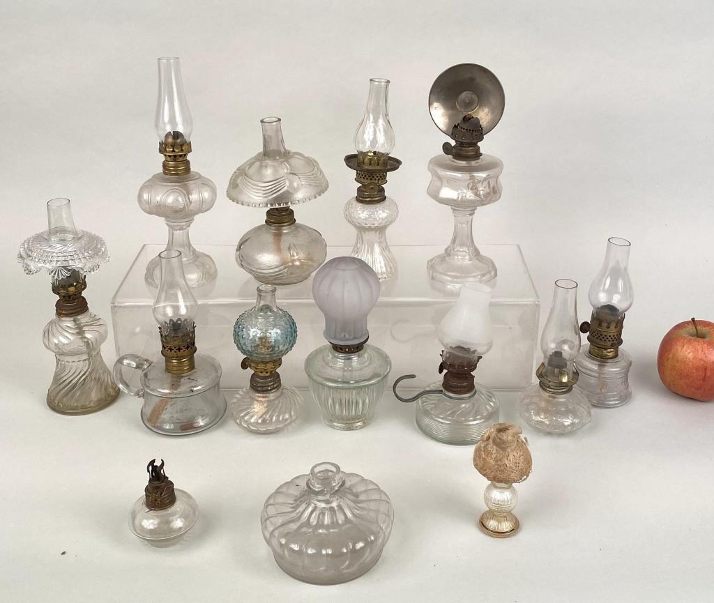Group Thirteen Small Glass Oil Lamps (1 of 5)