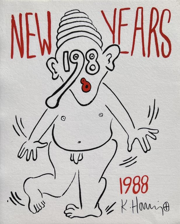 Keith Haring, Silkscreen New Years Invitation 1988 (1 of 3)