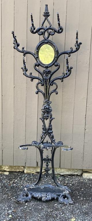 Late Victorian Black Painted Cast Iron Hall Rack (1 of 10)