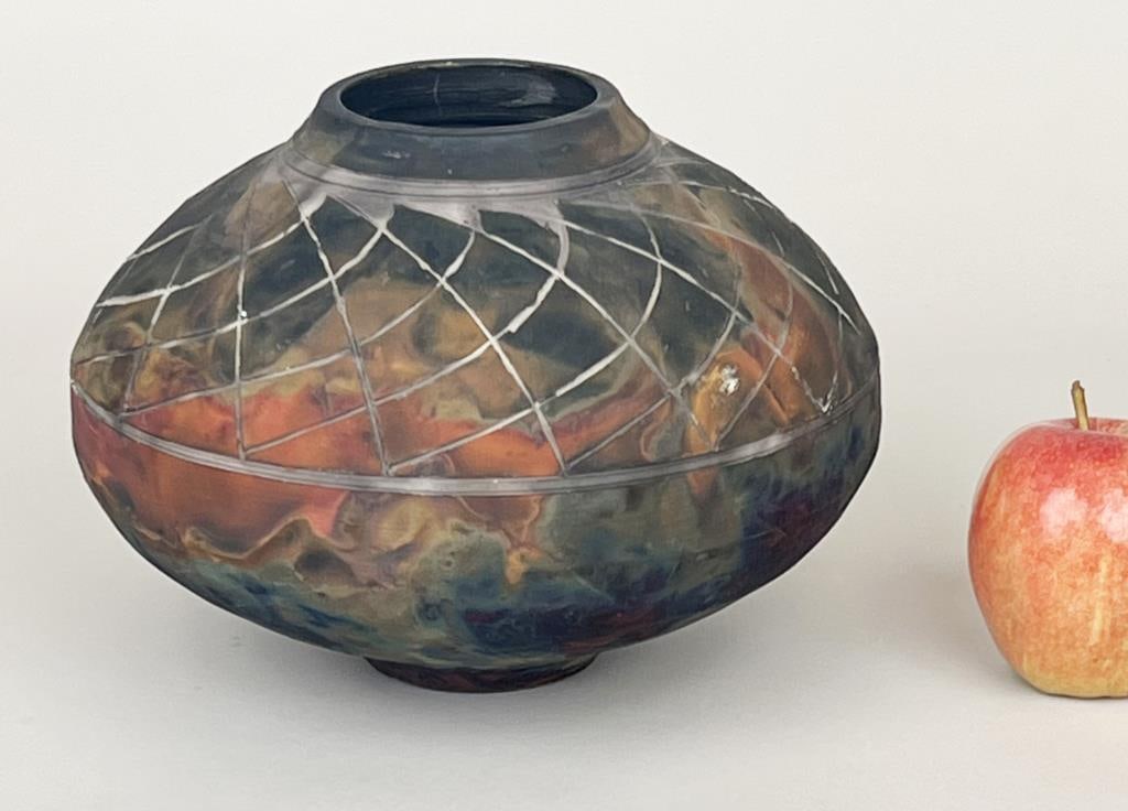 MCM Signed Raku Art Pottery Jar (1 of 5)