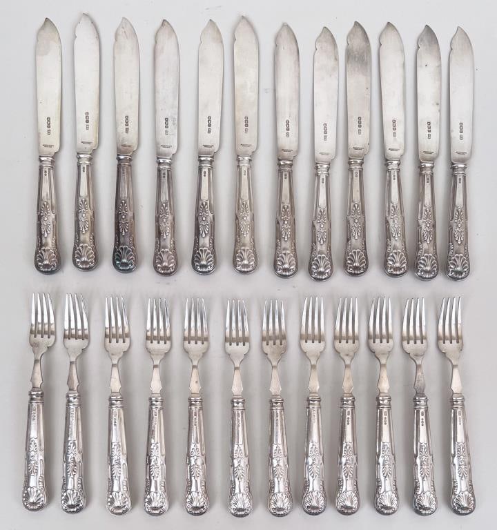 Set Twelve London Sterling Knives & Forks (1 of 4)