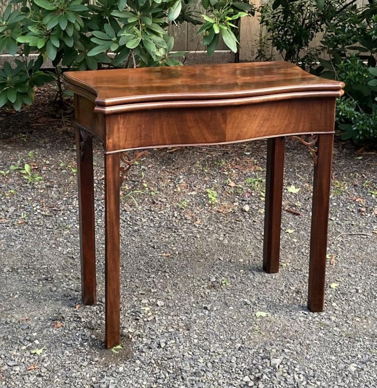 George III Serpentine Carved Mahogany Game Table (1 of 7)