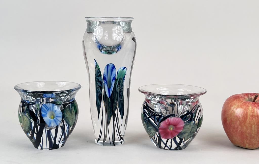 Lotton, Group Three Signed Art Glass Vases (1 of 6)