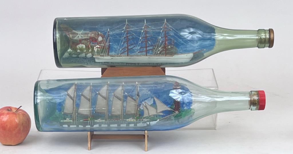 Two Large Whimseys In Bottle, Ships With Stands (1 of 3)