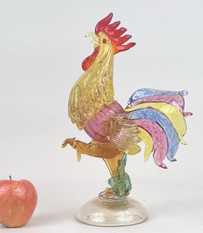 Large Venetian Glass Rooster Sculpture (1 of 5)