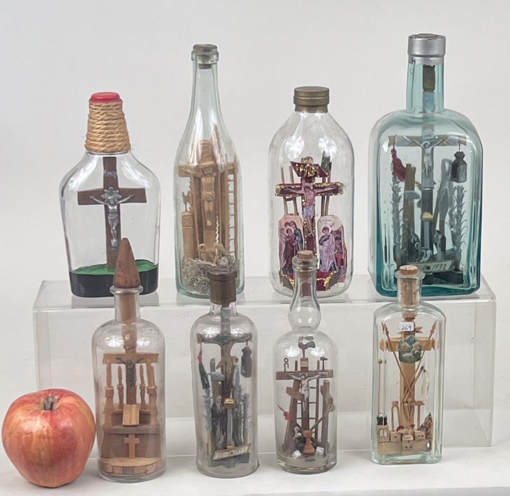Group Eight Crucifixion Whimseys In Bottles (1 of 4)