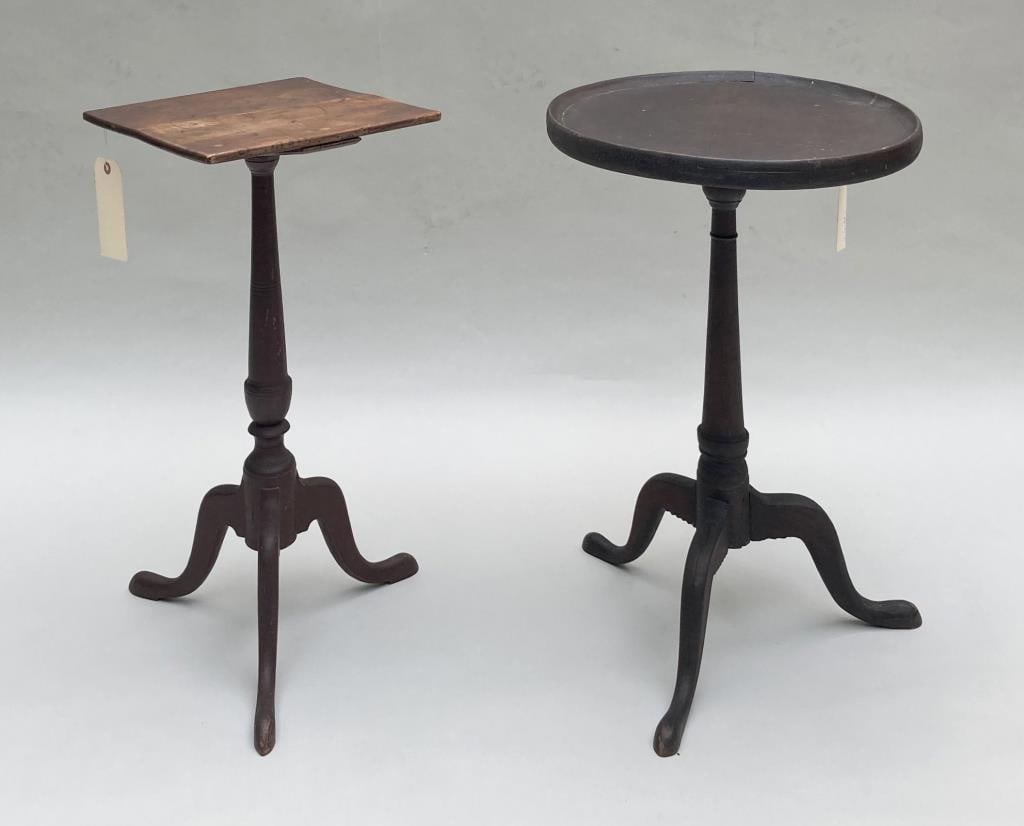 Two Early Cabriole Leg Painted Candlestands (1 of 7)
