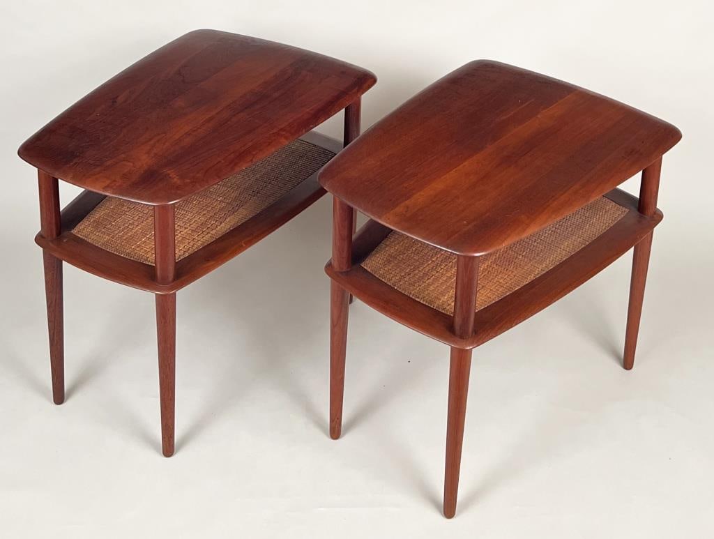 Pair MCM Teak & Rattan End Tables (1 of 11)