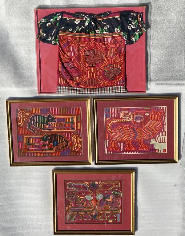 Group Four Framed Mola Textiles (1 of 3)