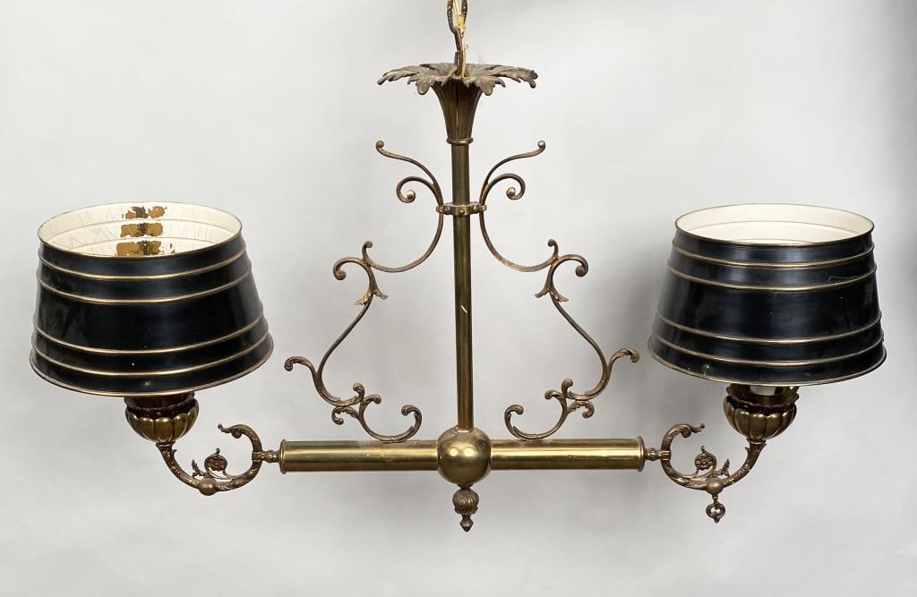 Brass Two Light Hanging Billiard Lamp (1 of 4)