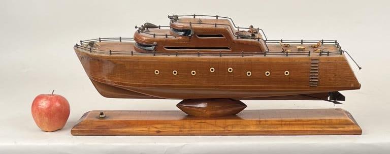 Wooden Boat Model, On Base (1 of 9)