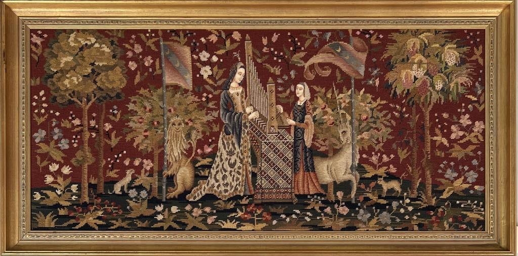 Framed Medieval Style Needlepoint Panel (1 of 3)