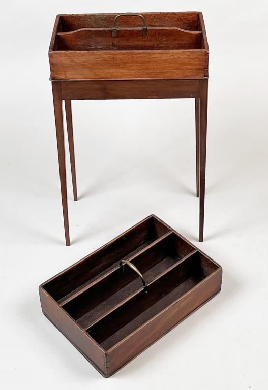 Two Antique Cutlery Trays, One On Stand (1 of 8)