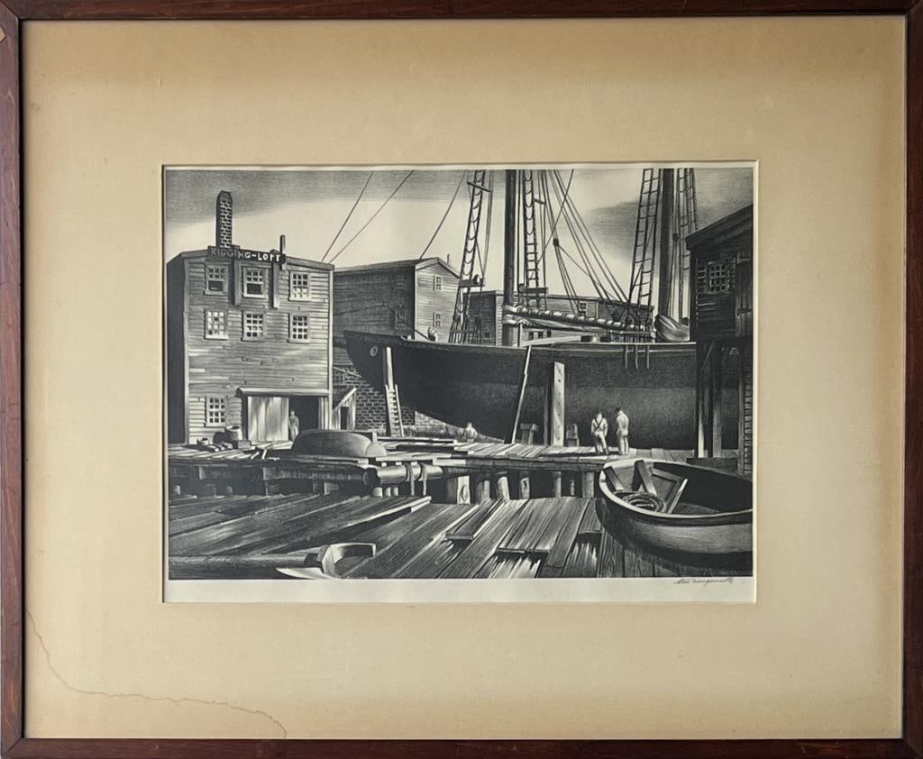 S. Wengenroth, Lithograph "Shipyard" 1935 (1 of 5)