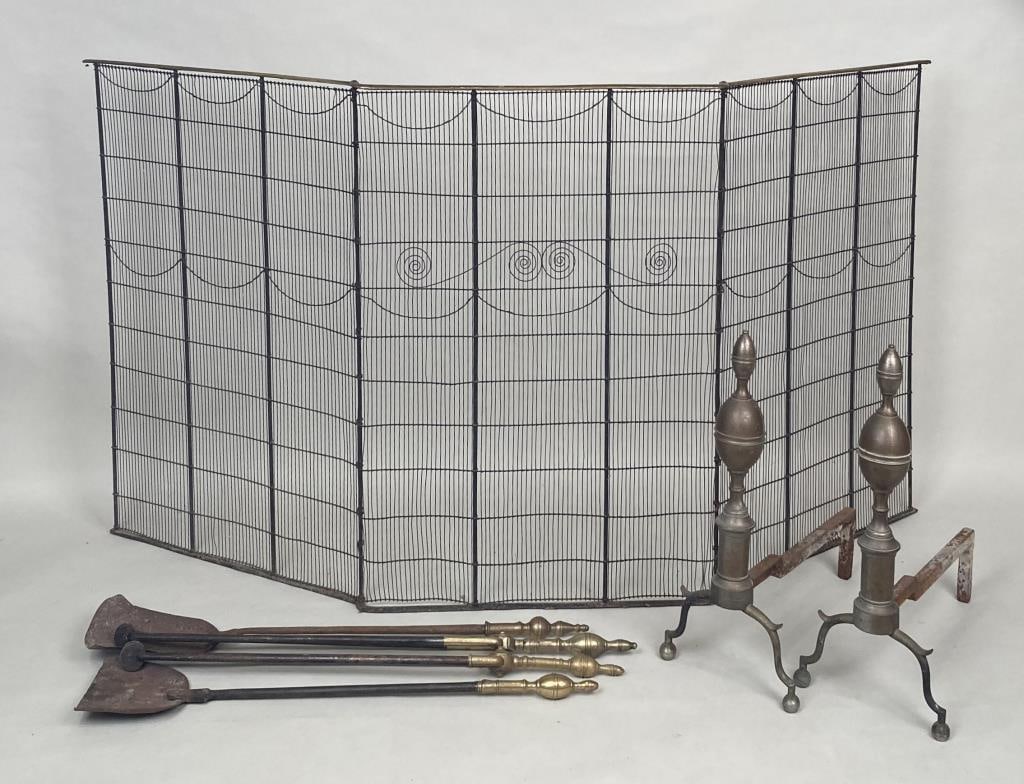 Group Early 19th Century Brass Fireplace Items (1 of 5)