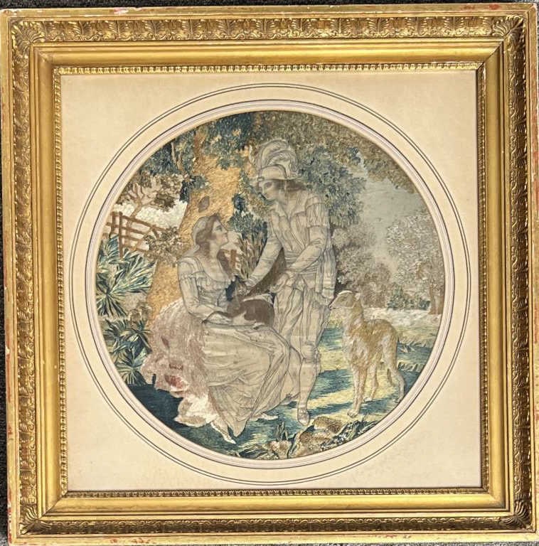 Early Framed Needlework/Silk 19th C. (1 of 4)