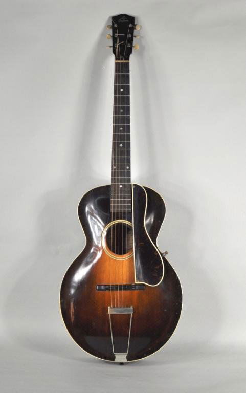 Gibson L-3 Archtop Guitar: Gibson L-3 archtop guitar, second half 1920s, serial #89107. Concert size (13 3/4") with sunburst finish, maple back and sides, mahogany neck with rosewood fingerboard, faux tortoise pick guard and tr
