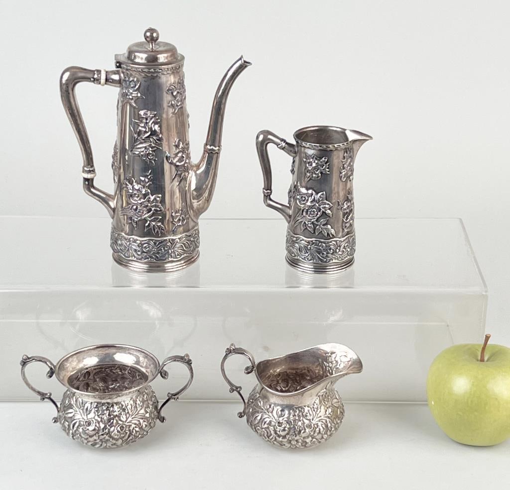 Four Piece Assembled Sterling Chocolate Service (1 of 9)
