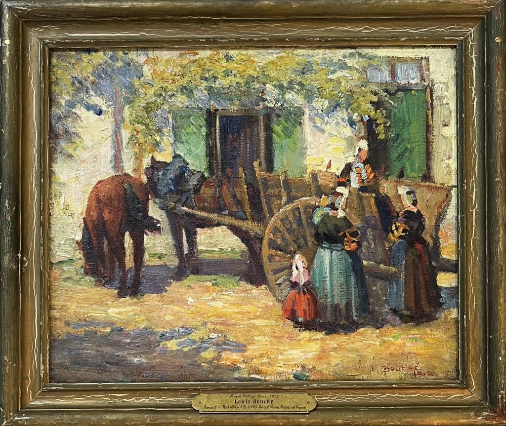 Bouche, O/C French Village Scene 1912 (1 of 5)