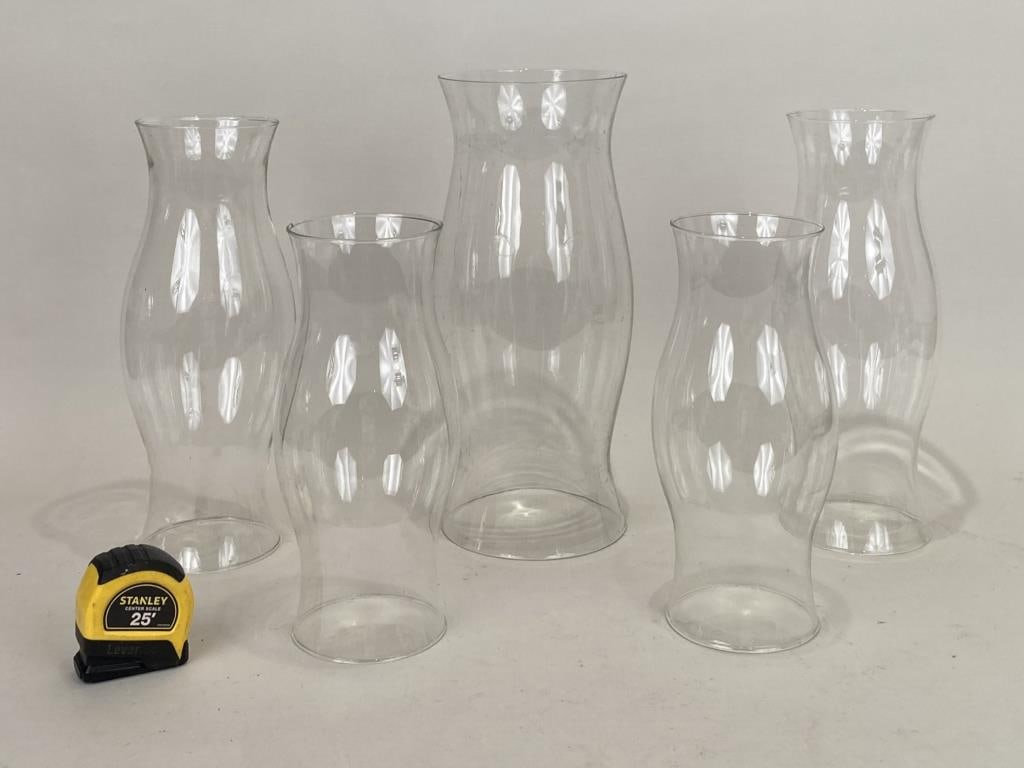 Group Five Glass Serpentine Shape Hurricane Shades (1 of 2)