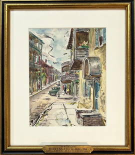 Gasser, W/C New Orleans: Henry Martin Gasser (Am. 1909-1981) signed lower left. Frame size: 15 1/8" high, 13 1/8" wide. Not examined out of frame.