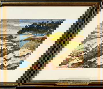 Gasser, W/C Maine Shoreline: Henry Martin Gasser (Am. 1909-1981). Frame size: 13 1/8" high, 15 1/8" wide. Not examined out of frame.