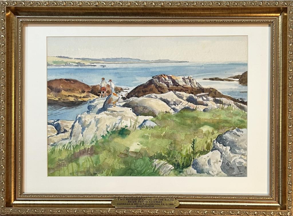 Coleman, W/C Coastal Scene With Figures (1 of 5)